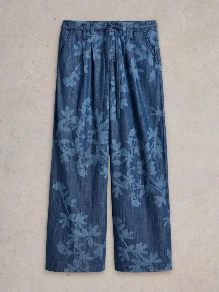 Women Farah Denim Wide Leg Trouser Denim Print White Stuff Trousers Women Farah Denim Wide Leg Trouser Denim Print White Stuff Trousers