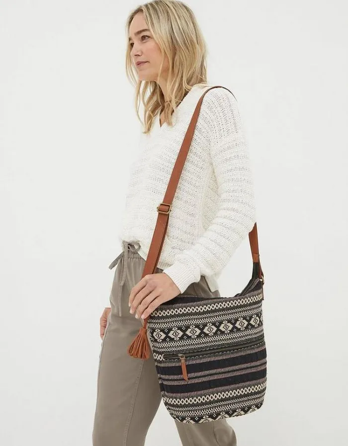 Women FatFace Bags and Wallets Evalie Woven Bag Black