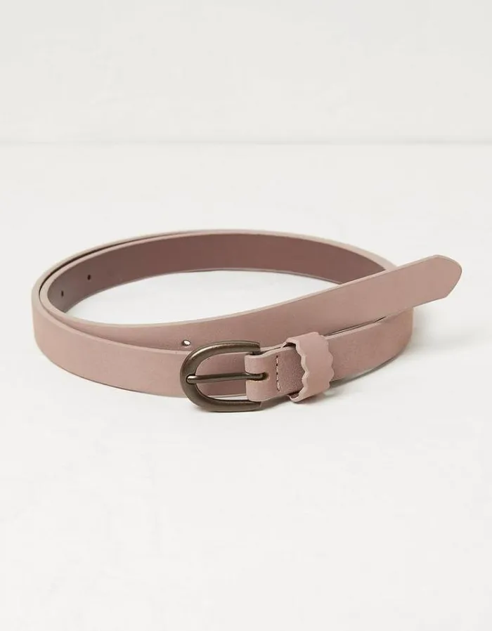 Women FatFace Belts Skinny Scalloped Keeper Belt Rose Pink