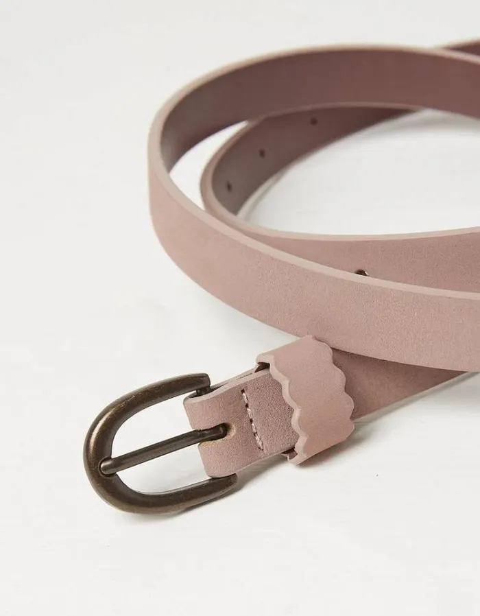 Women FatFace Belts Skinny Scalloped Keeper Belt Rose Pink