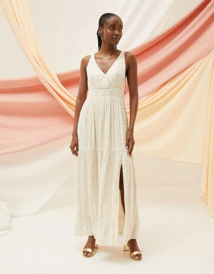 Women FatFace Copper and Black FatFace All Dressed Up Ivy Foil Maxi Dress Ivory