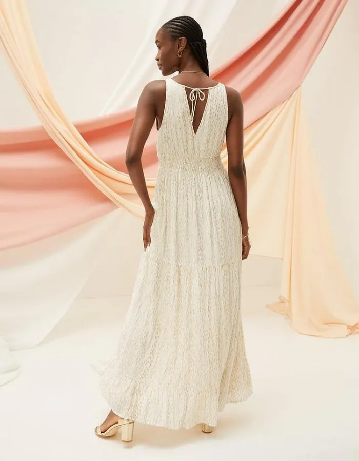 Women FatFace Copper and Black FatFace All Dressed Up Ivy Foil Maxi Dress Ivory