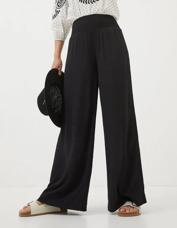 Women FatFace Festival Collection Wide Leg Palazzo Pants Black