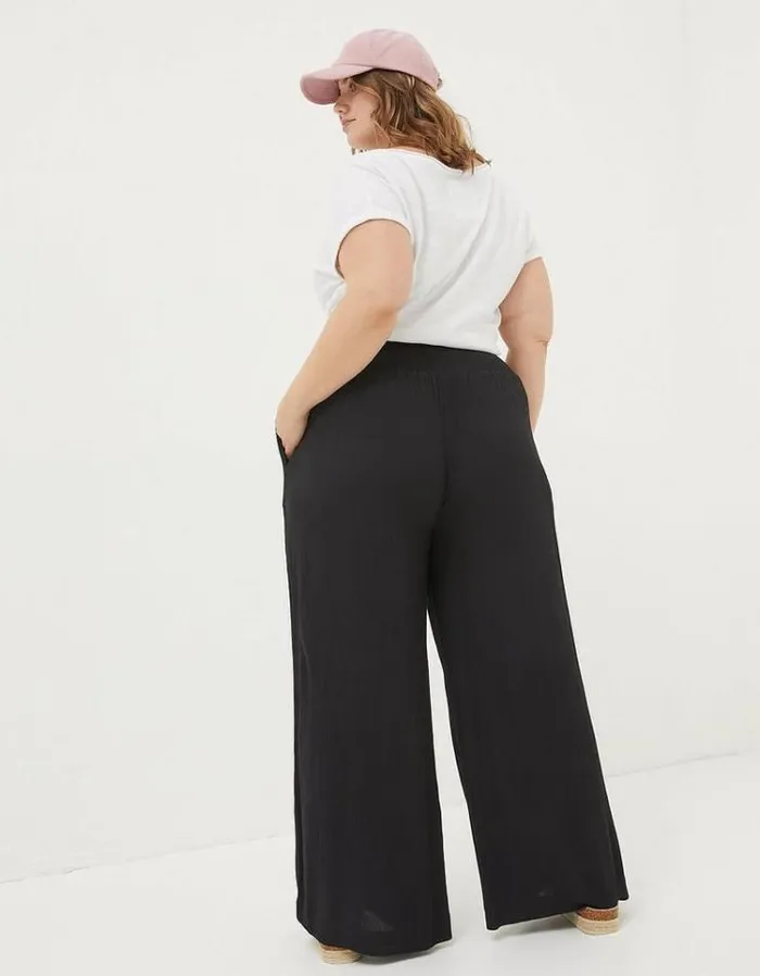 Women FatFace Festival Collection Wide Leg Palazzo Pants Black