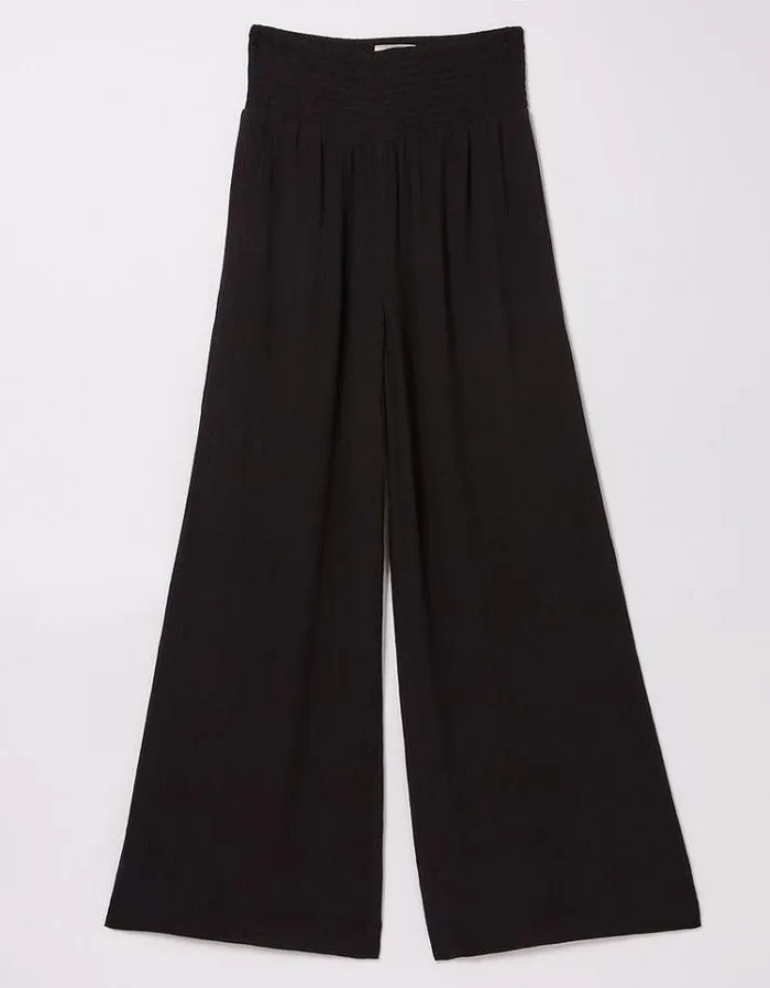 Women FatFace Festival Collection Wide Leg Palazzo Pants Black