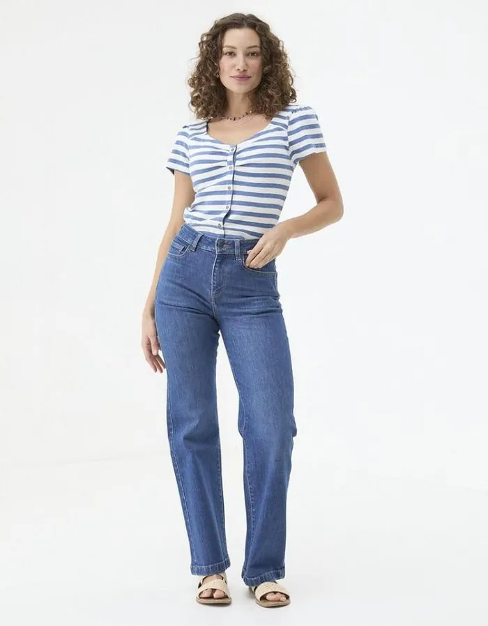 Women FatFace Jeans and Dungarees Elise Wide Leg Jeans Indigo Blue