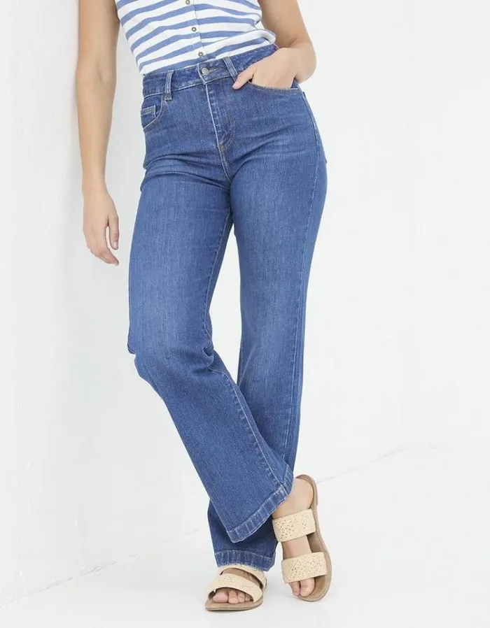 Women FatFace Jeans and Dungarees Elise Wide Leg Jeans Indigo Blue