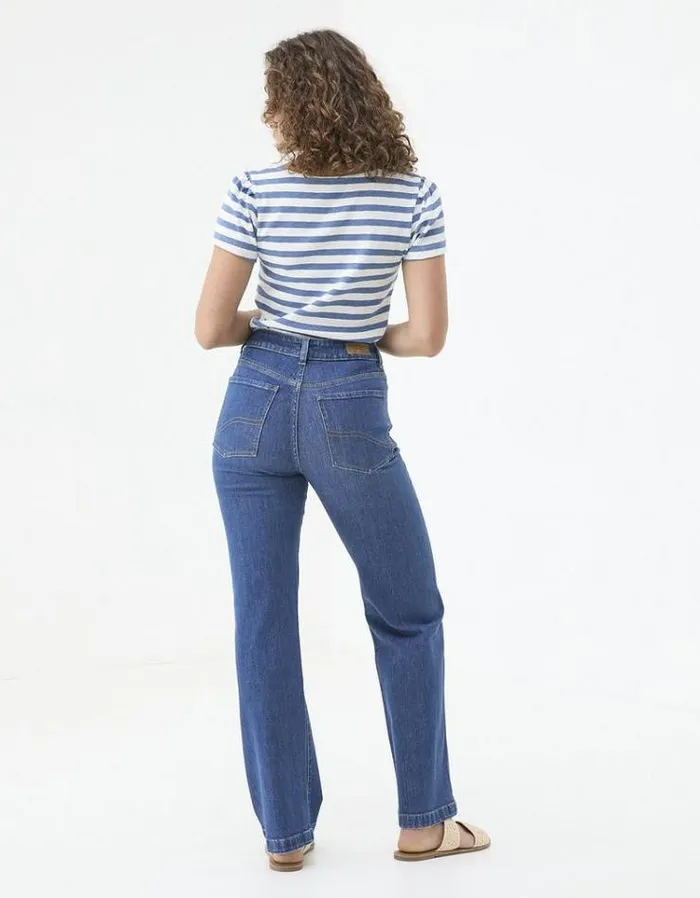 Women FatFace Jeans and Dungarees Elise Wide Leg Jeans Indigo Blue