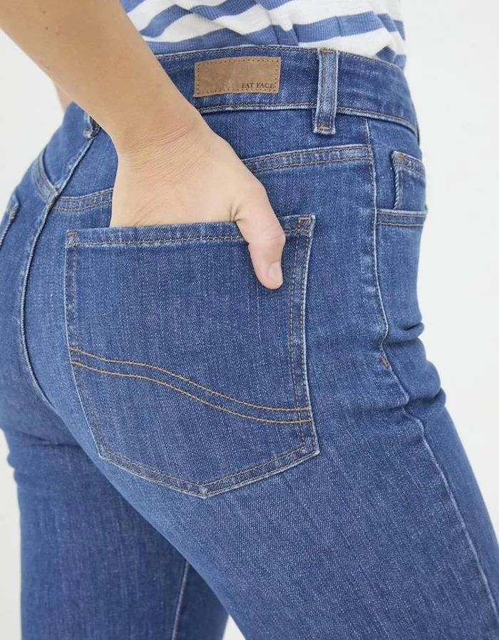 Women FatFace Jeans and Dungarees Elise Wide Leg Jeans Indigo Blue