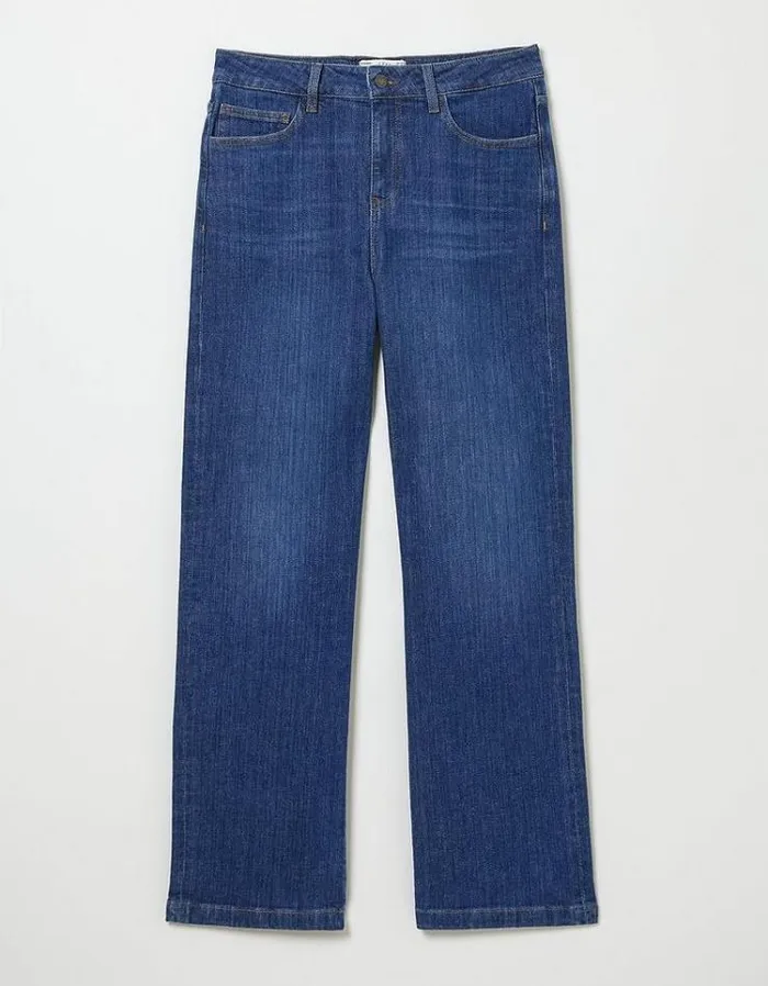 Women FatFace Jeans and Dungarees Elise Wide Leg Jeans Indigo Blue