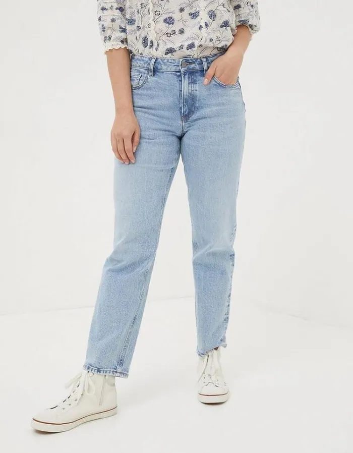 Women FatFace Jeans and Dungarees Ludlow Boyfriend Jeans Light Denim Blue