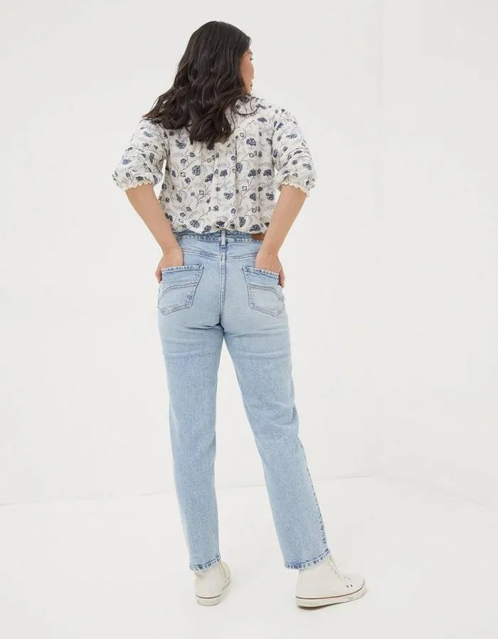 Women FatFace Jeans and Dungarees Ludlow Boyfriend Jeans Light Denim Blue