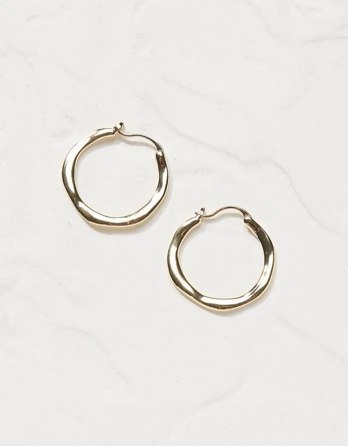 Women FatFace Jewelry Hammered Hoops Gold