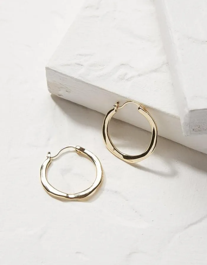 Women FatFace Jewelry Hammered Hoops Gold