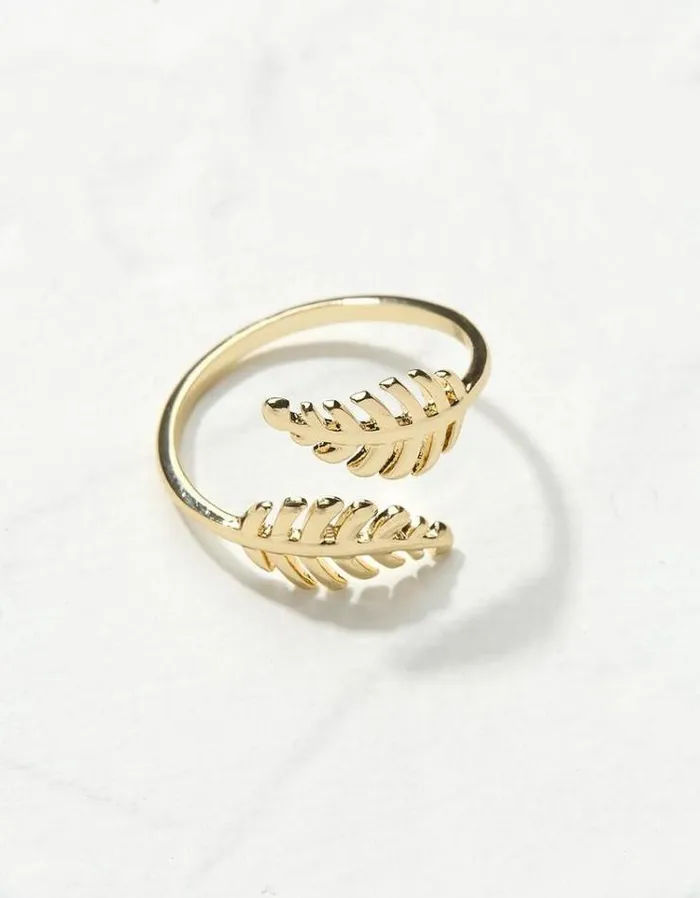 Women FatFace Jewelry Leaf Ring Gold