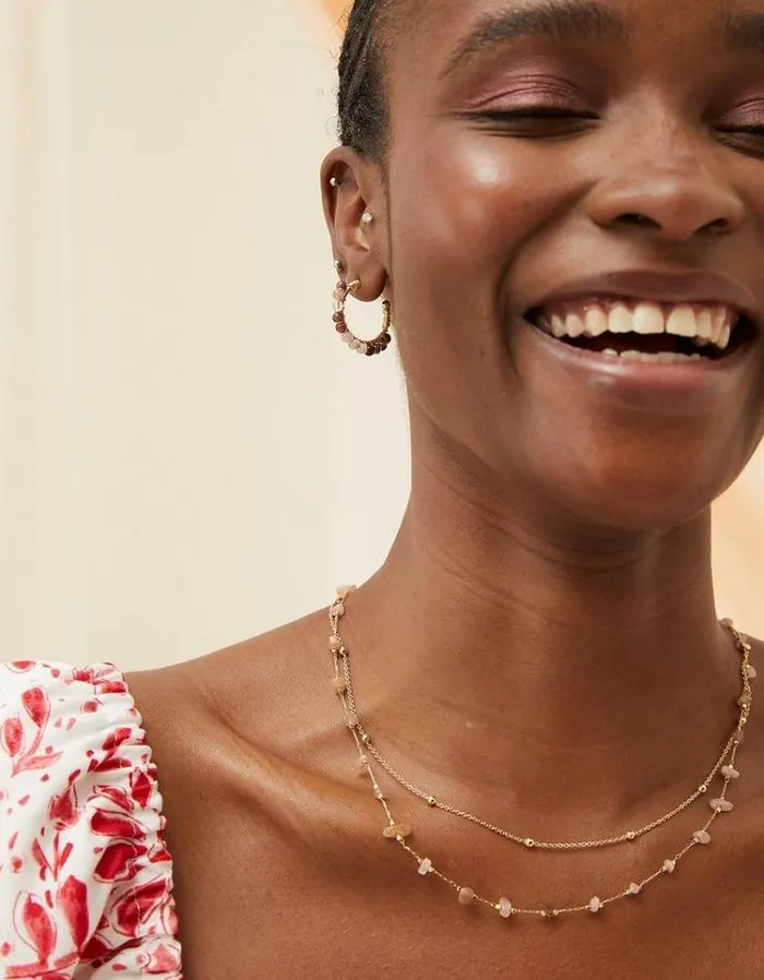 Women FatFace Jewelry Semi Precious Hoops Gold