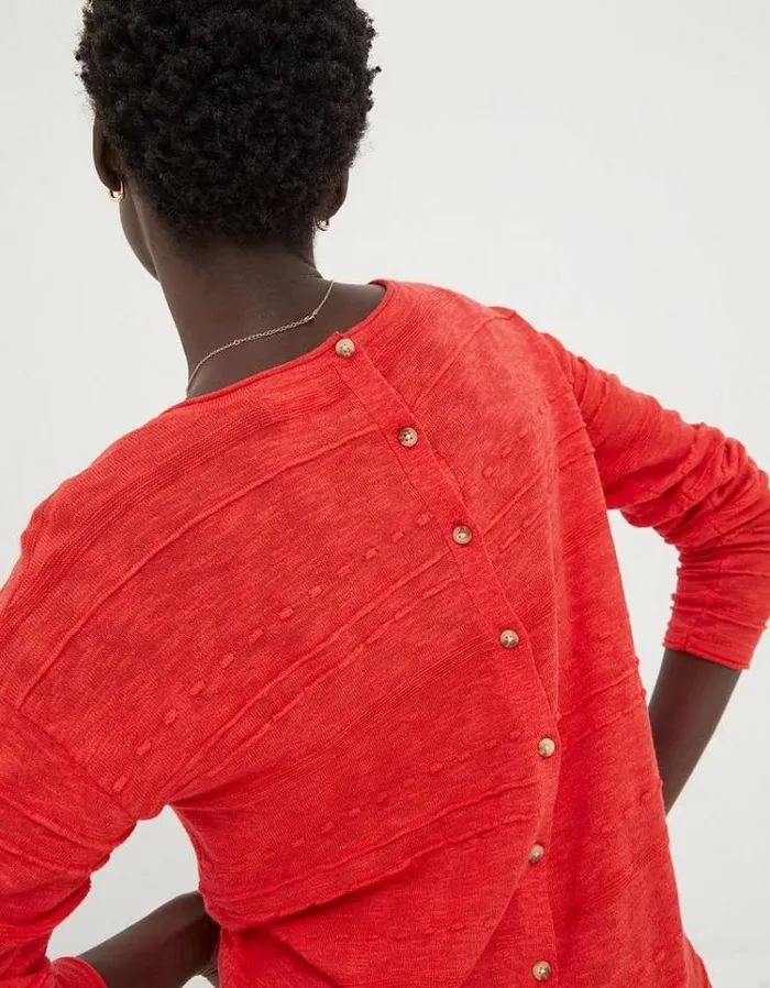 Women FatFace Linen Edit Isabelle Linen Blend Sweater Red