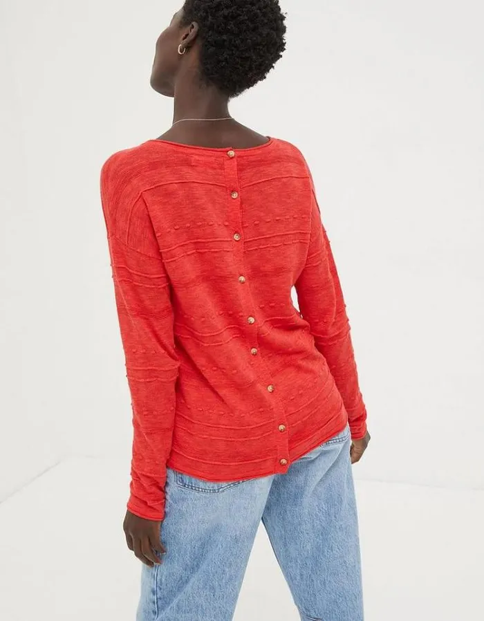Women FatFace Linen Edit Isabelle Linen Blend Sweater Red