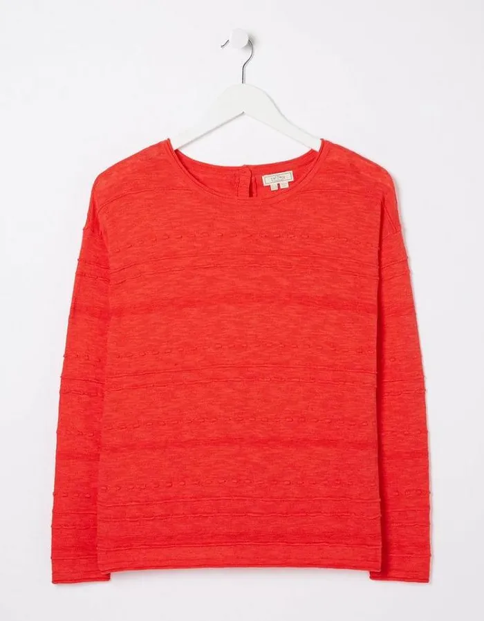 Women FatFace Linen Edit Isabelle Linen Blend Sweater Red