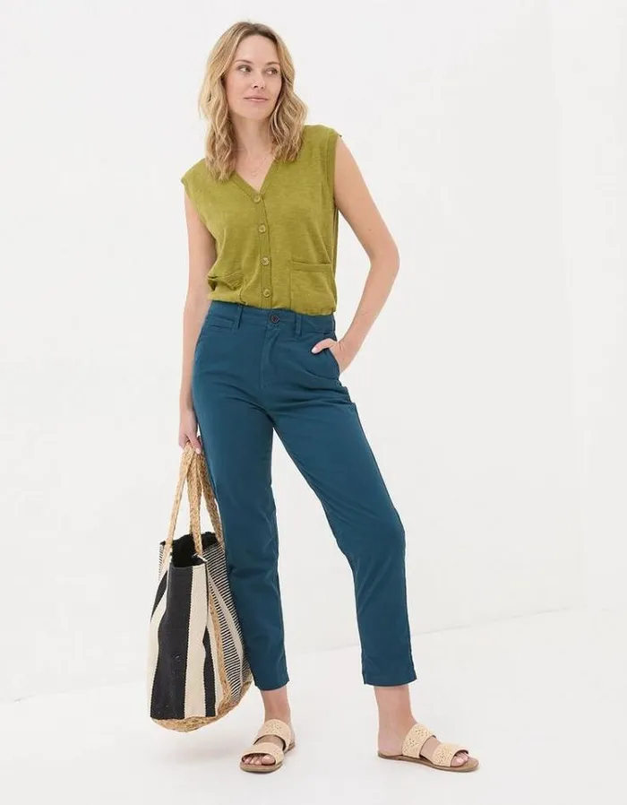 Women FatFace Pants and Leggings Rye Chinos Teal Blue