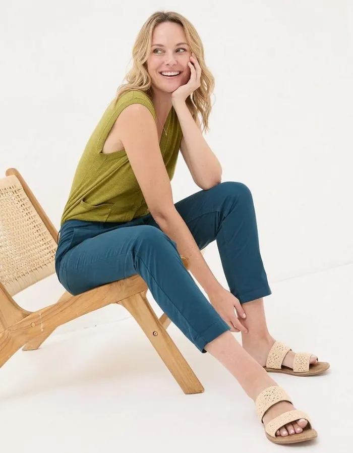 Women FatFace Pants and Leggings Rye Chinos Teal Blue