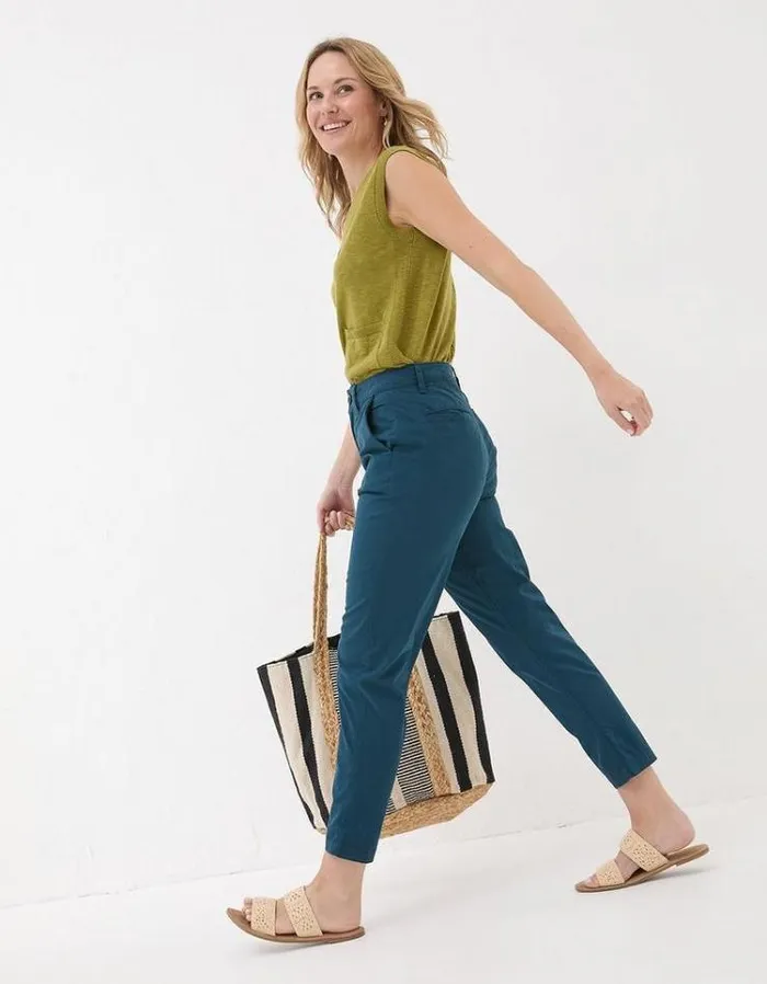 Women FatFace Pants and Leggings Rye Chinos Teal Blue