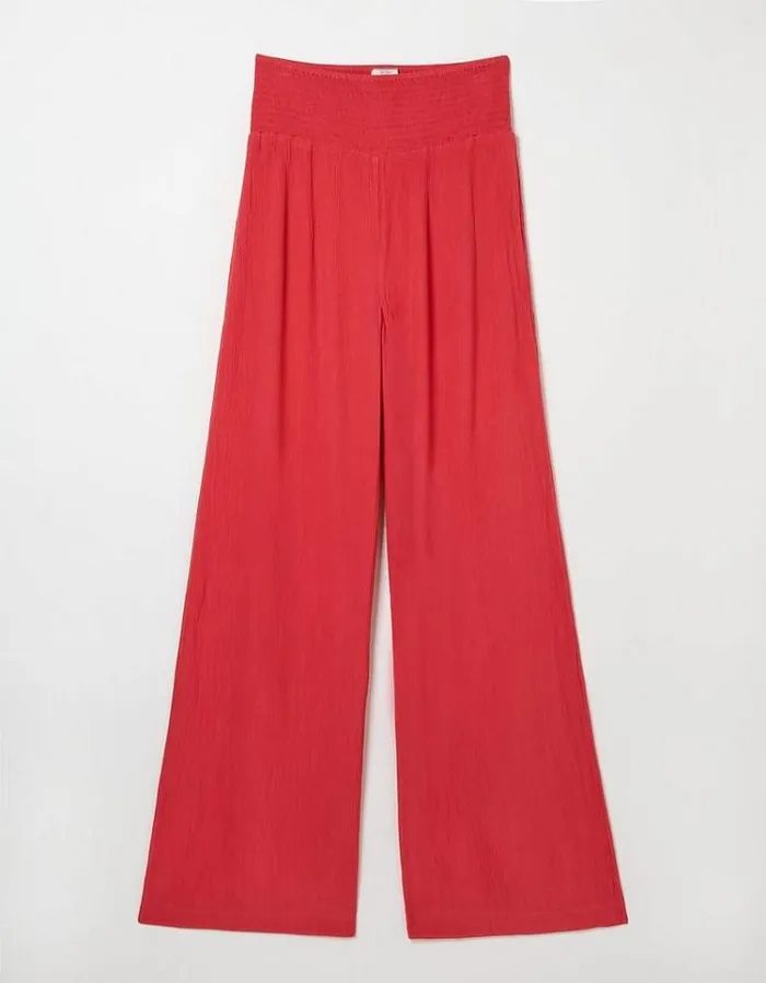Women FatFace Pants and Leggings Wide Leg Palazzo Pants Tomato Red