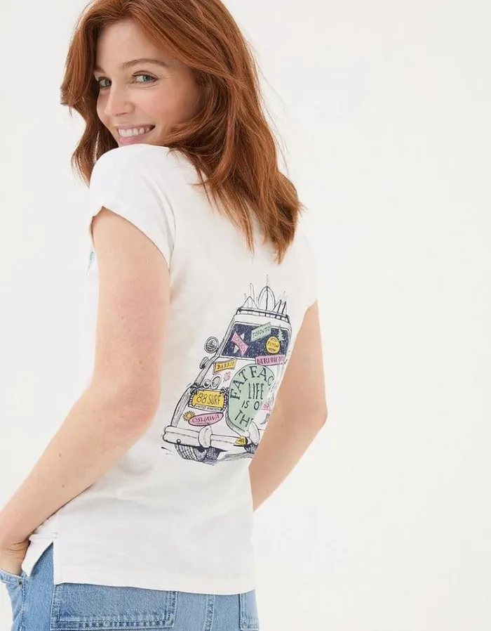 Women FatFace Tops and TShirts Canada Slogan Graphic TShirt White