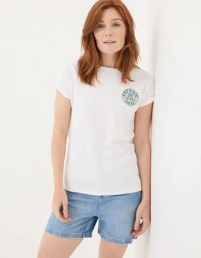 Women FatFace Tops and TShirts Canada Slogan Graphic TShirt White