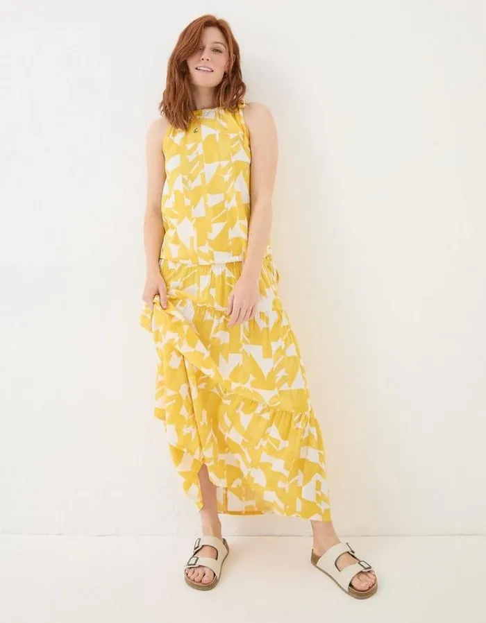 Women FatFace Tops and TShirts Lyra Med Geo Camisole Lemon Yellow