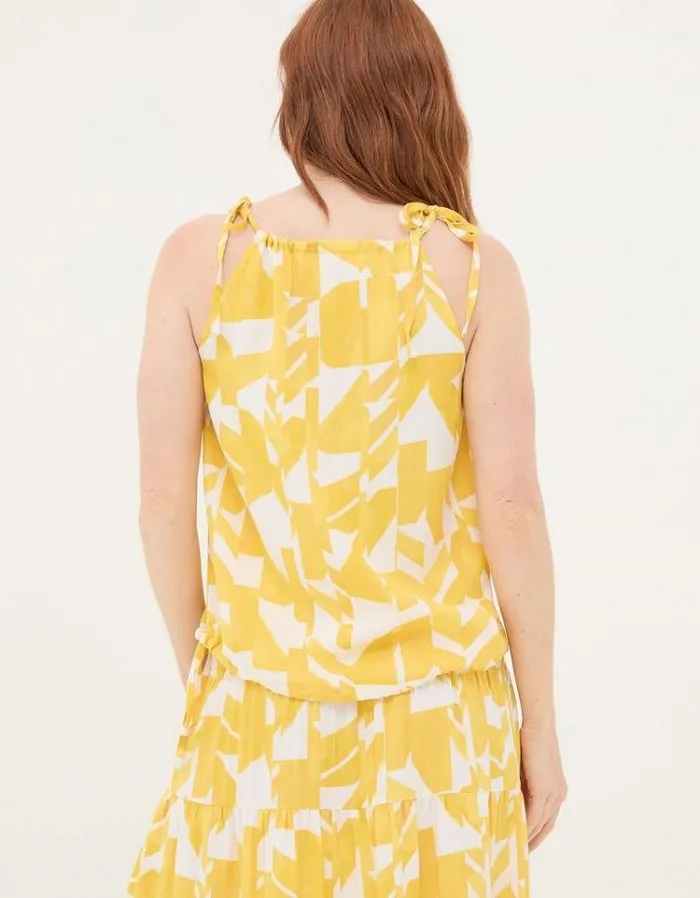 Women FatFace Tops and TShirts Lyra Med Geo Camisole Lemon Yellow