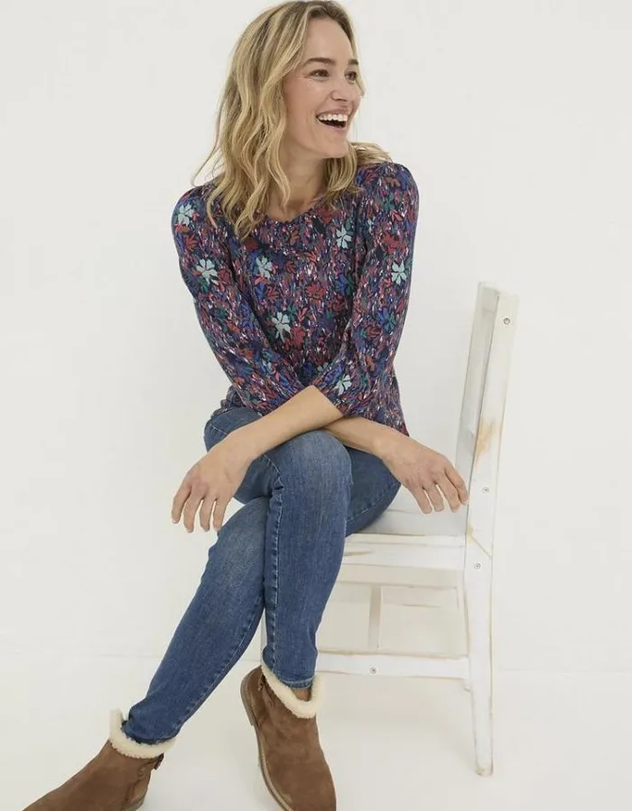 Women FatFace Tops and TShirts Penny Expressive Top Navy