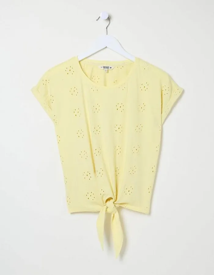 Women FatFace Tops and TShirts Roisin Tie Front Top Light Yellow