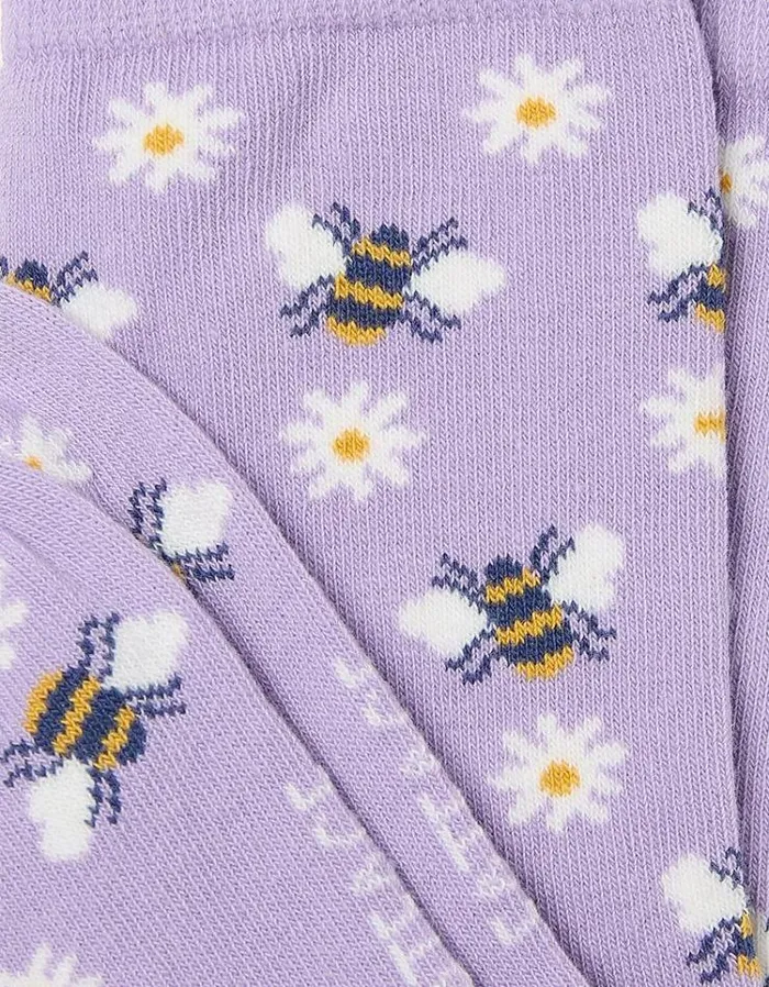 Women FatFace Underwear Socks and Tights 1 Pack Daisy Bee Socks Lilac