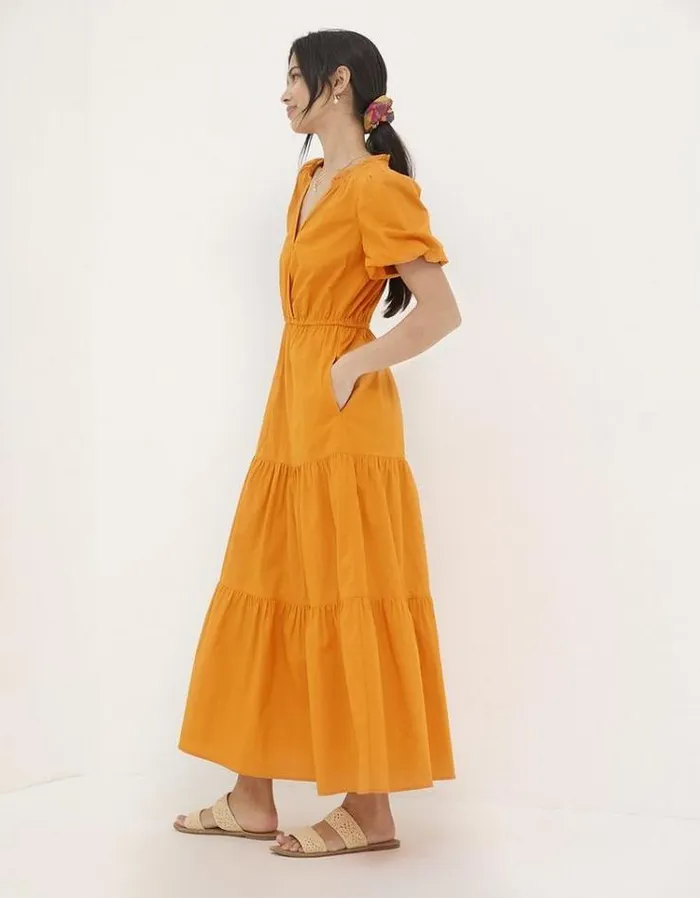 Women FatFace Vacation Shop Aubrey Maxi Dress Light Orange