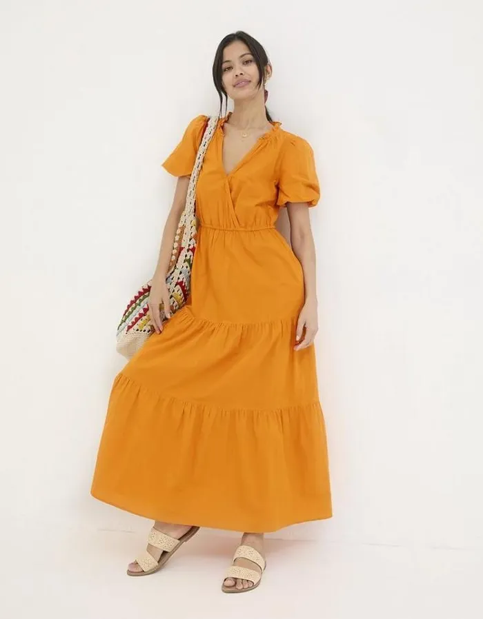 Women FatFace Vacation Shop Aubrey Maxi Dress Light Orange