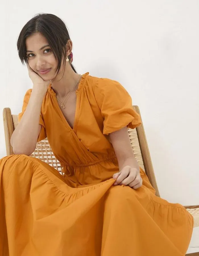 Women FatFace Vacation Shop Aubrey Maxi Dress Light Orange