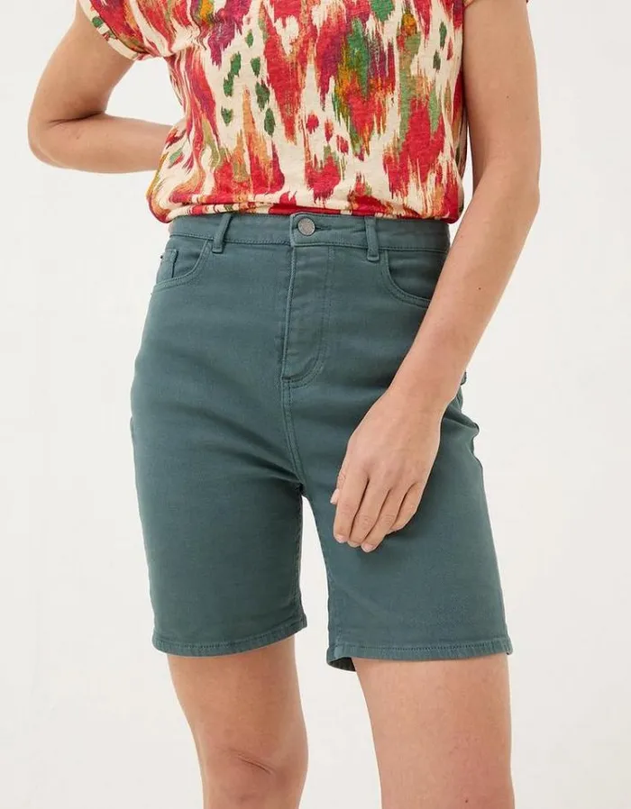 Women FatFace Vacation Shop Darley Denim Shorts Dark Teal Blue