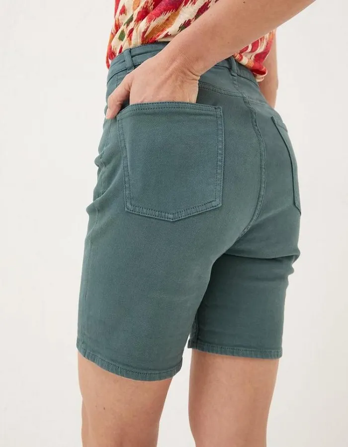 Women FatFace Vacation Shop Darley Denim Shorts Dark Teal Blue