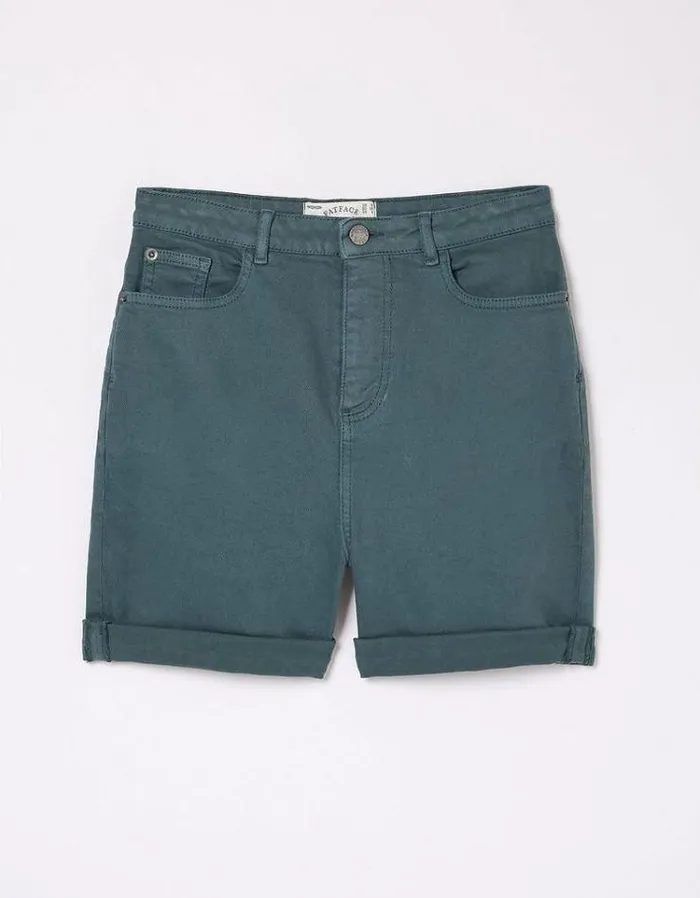 Women FatFace Vacation Shop Darley Denim Shorts Dark Teal Blue