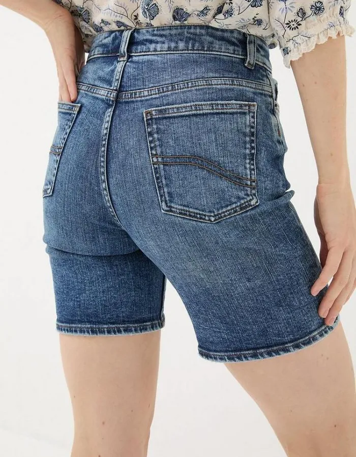 Women FatFace Vacation Shop Darley Denim Shorts Vintage Blue