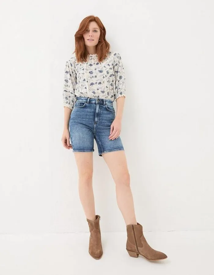 Women FatFace Vacation Shop Darley Denim Shorts Vintage Blue