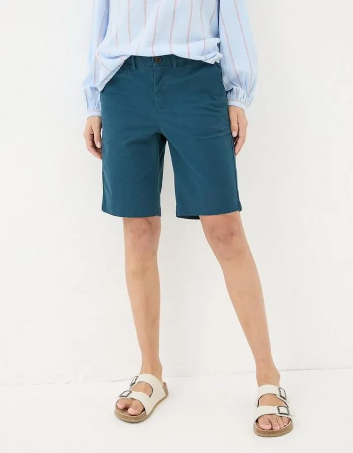 Women FatFace Vacation Shop Falmouth Chino Shorts Teal Blue