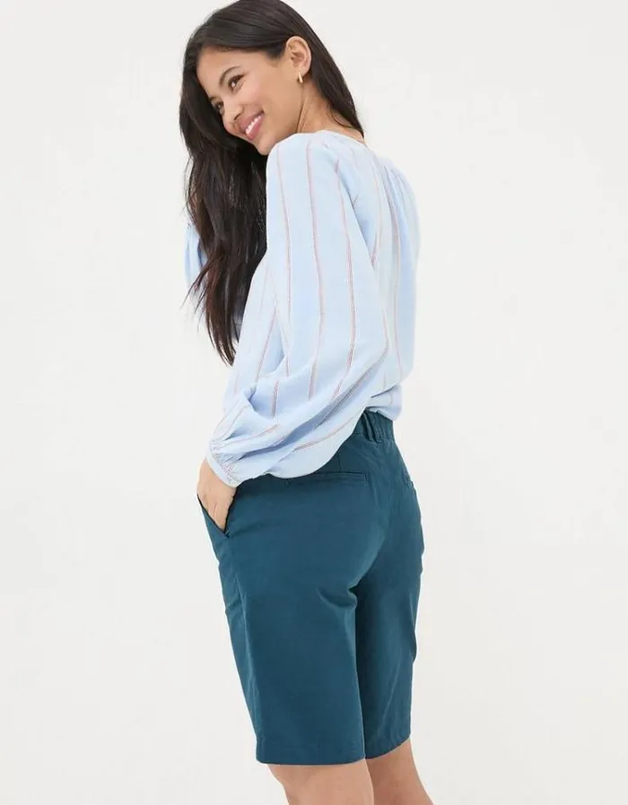 Women FatFace Vacation Shop Falmouth Chino Shorts Teal Blue