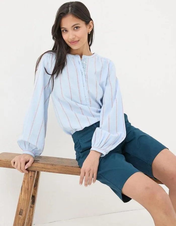 Women FatFace Vacation Shop Falmouth Chino Shorts Teal Blue