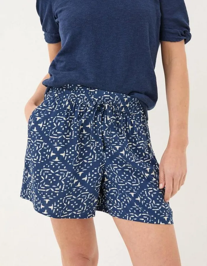 Women FatFace Vacation Shop Geo Marks Flippy Shorts Navy