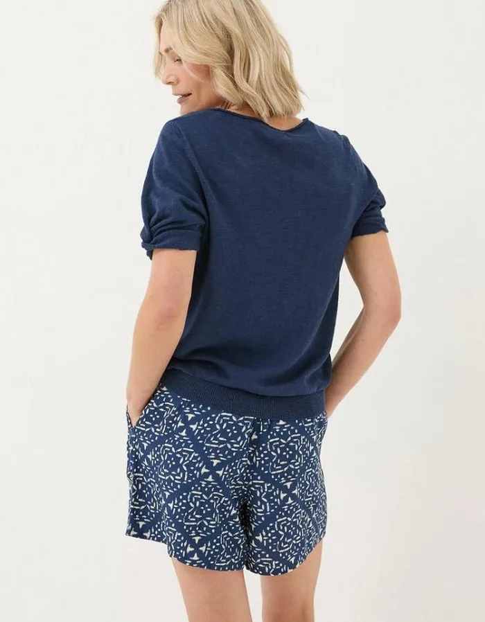 Women FatFace Vacation Shop Geo Marks Flippy Shorts Navy