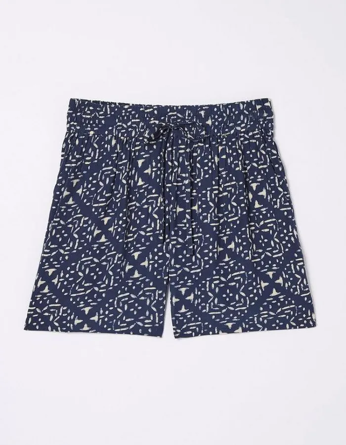 Women FatFace Vacation Shop Geo Marks Flippy Shorts Navy