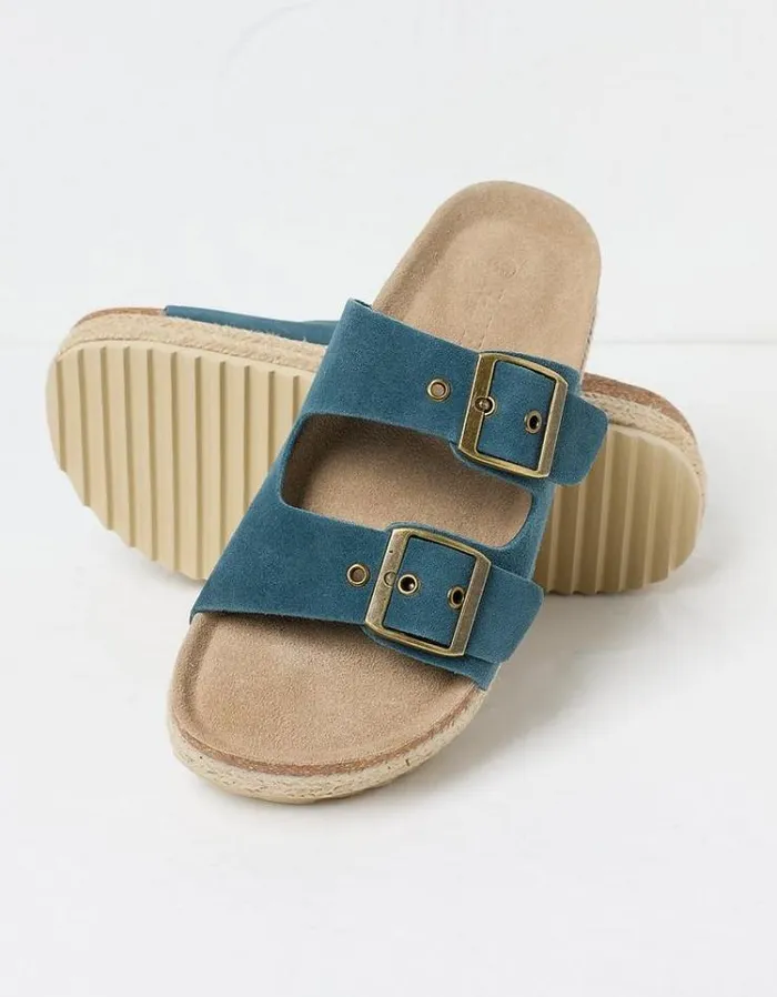 Women FatFace Vacation Shop Meldon Flatform Sandals Teal Blue