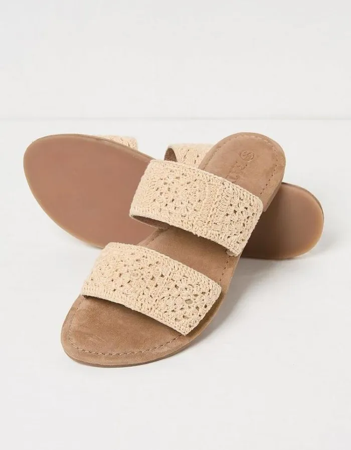 Women FatFace Vacation Shop Penelope Crochet Sliders Ivory
